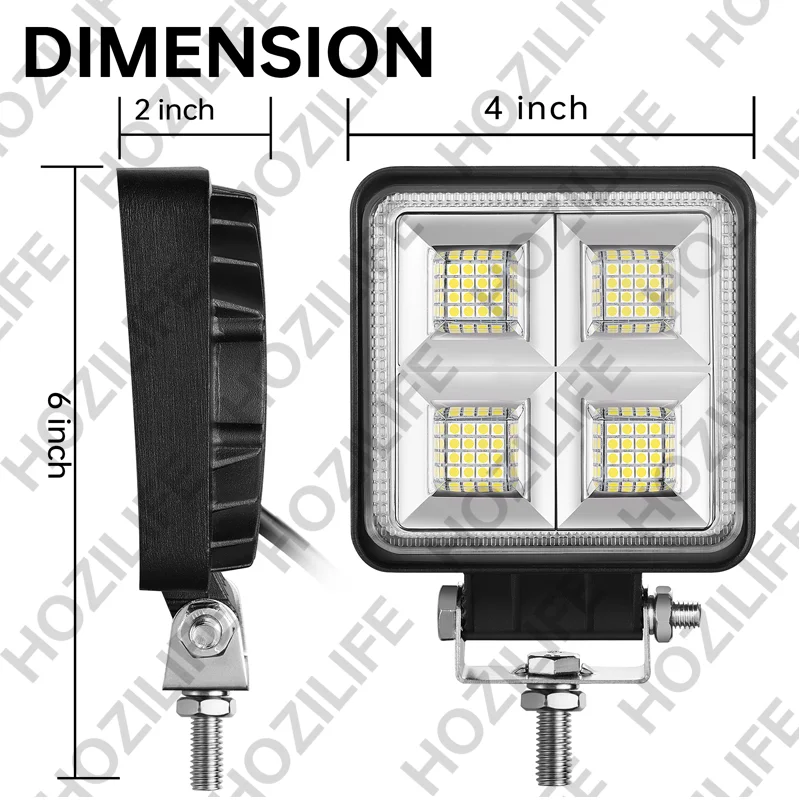 LED Tractor Work Lights for Truck, 2PCS 4 Inch 54W 12V LED Flood Light Bar for Off-Road Driving Vehicles Equipment Boats